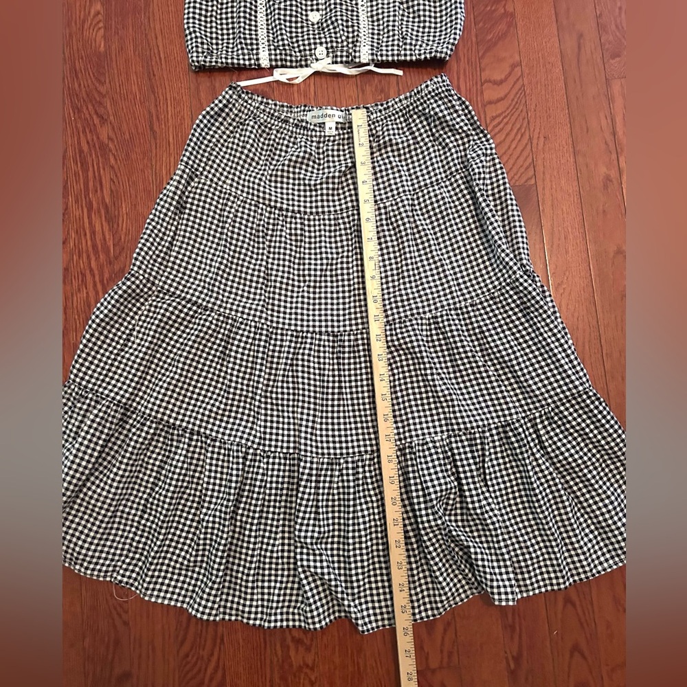 Madden Girl Gingham Crop Top & Tiered Midi Skirt Set – Women’s M - Picture 4 of 8